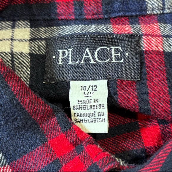 Set Of 2 Boys Different Brands Long Sleeve Flannel Shirt Size L 10-12 Multicolor - Picture 3 of 8